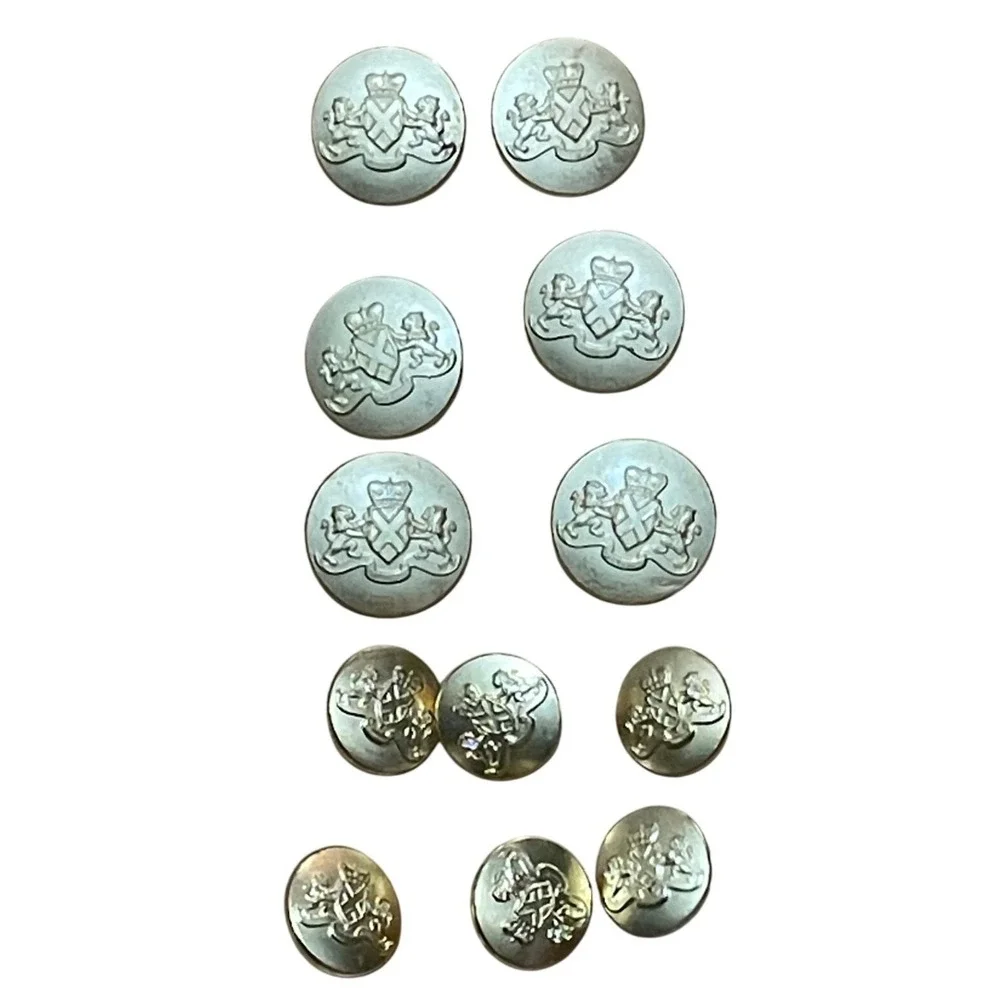 VTG Brooks Brothers Gold Crest Buttons Full Set Lion Crown Military Replacement